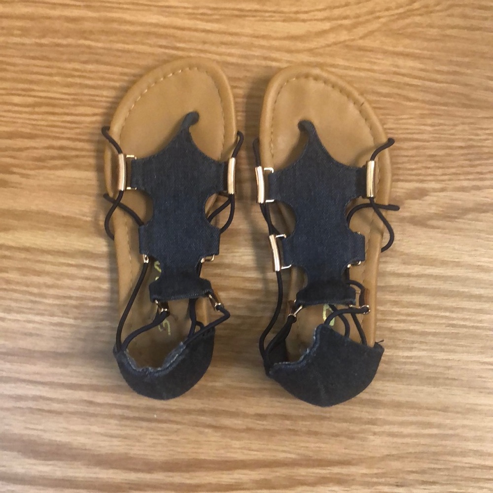 Toddler Navy Blue W/ Gold Sandals Size 12